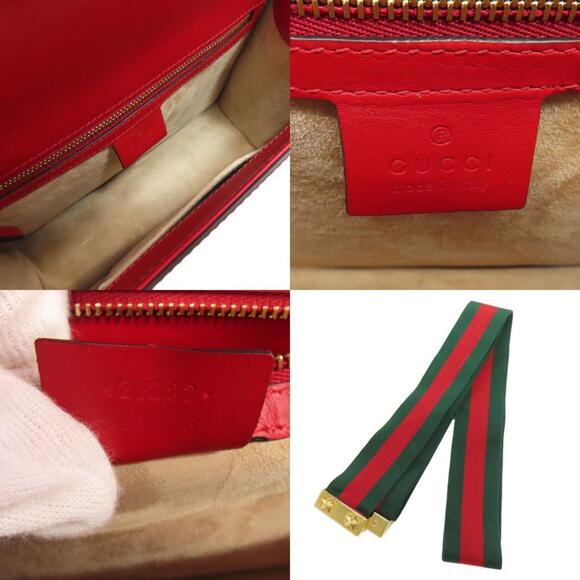 GUCCI Authentic Red Leather Sylvie Shoulder Bag - Picture 5 of 11